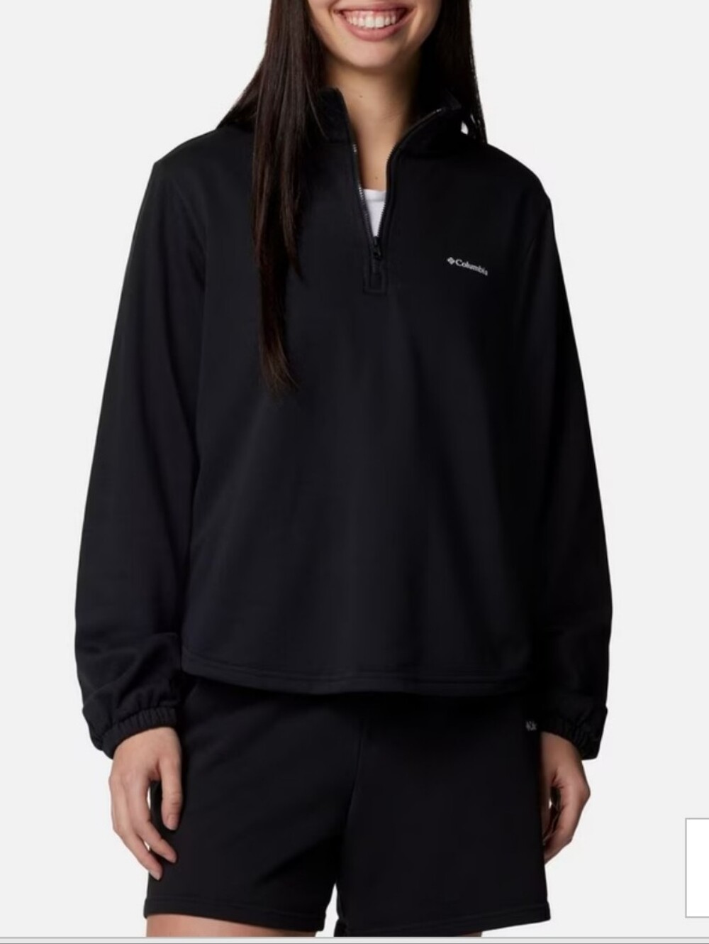Columbia Women's Trek French Terry Black Half-Zip Pullover Sweatshirt, Large